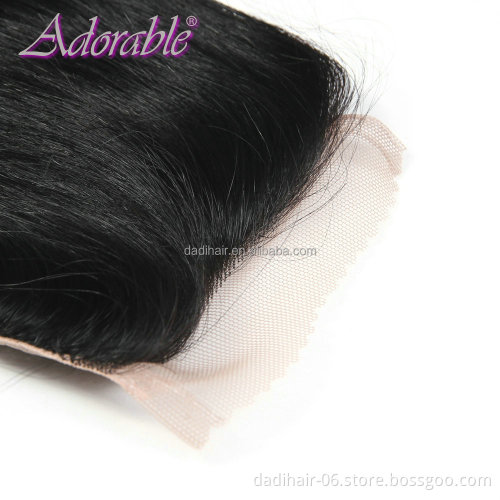 Factory Price Hot Sale peruvian body wave human hair weaving with 4*4 lace closure